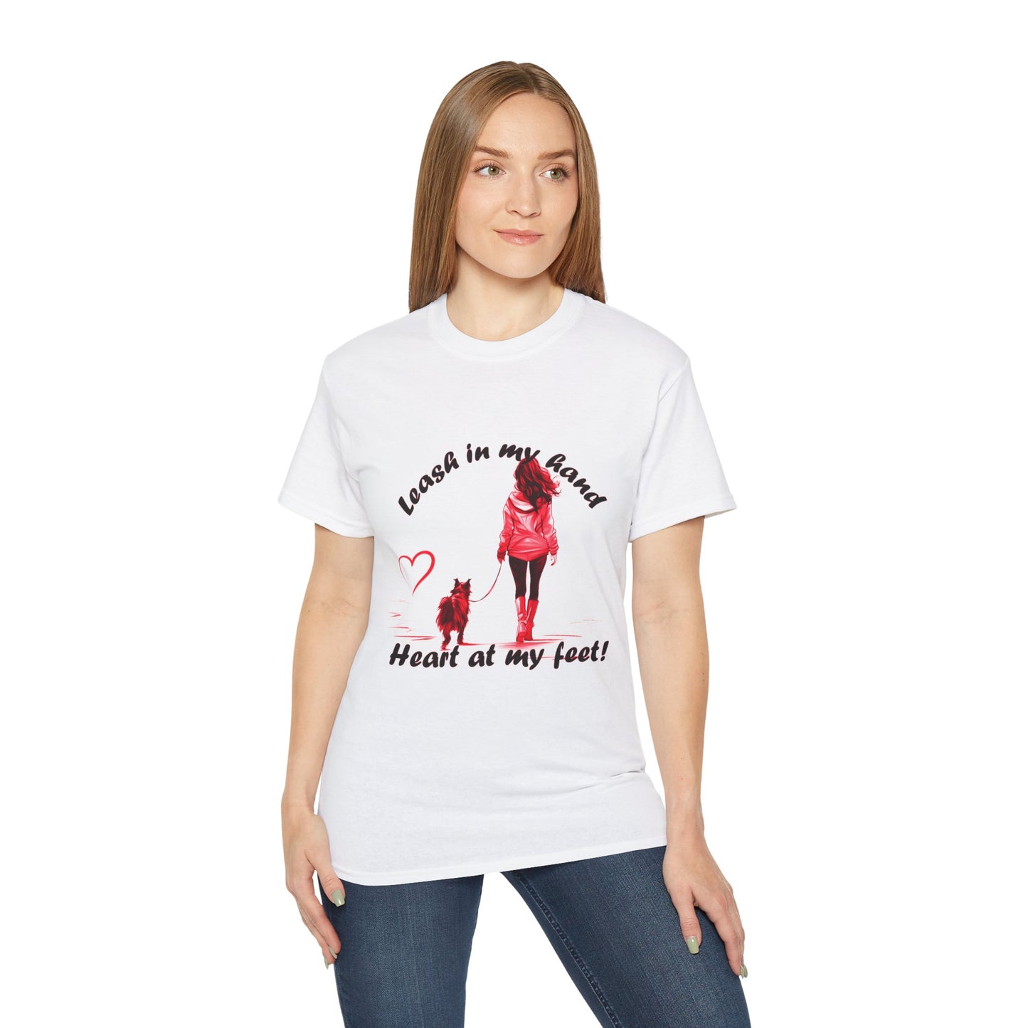 Heart at My Feet Unisex Ultra Cotton Tee - Perfect Gift for Dog Lovers