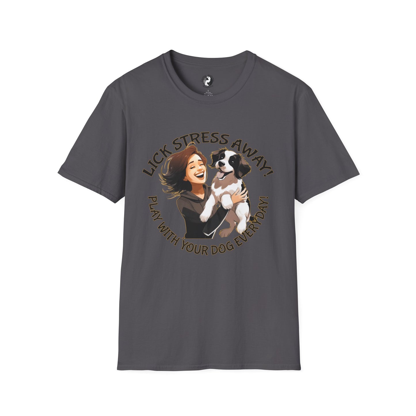 Cute Pet Lover T-Shirt "Lick Stress Away!' Dog Themed Tee