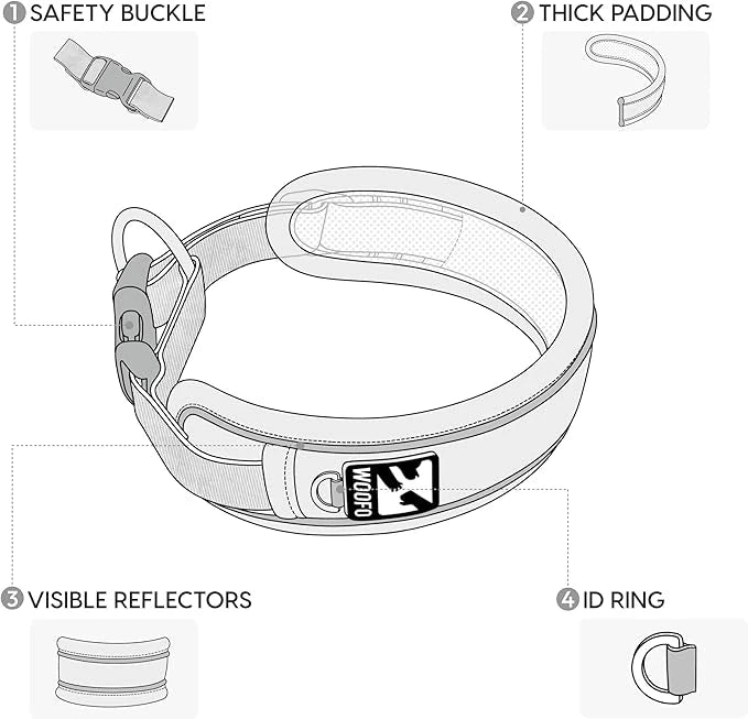WOOFO Premium Comfort Dog Collar – Padded, Reflective, and Ultra-Durable