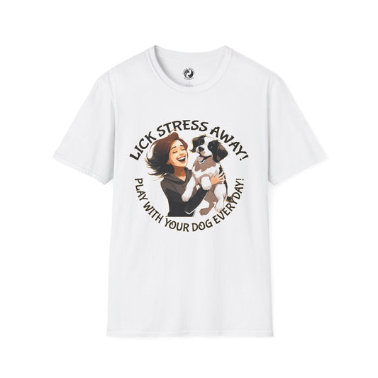 Cute Pet Lover T-Shirt "Lick Stress Away!' Dog Themed Tee